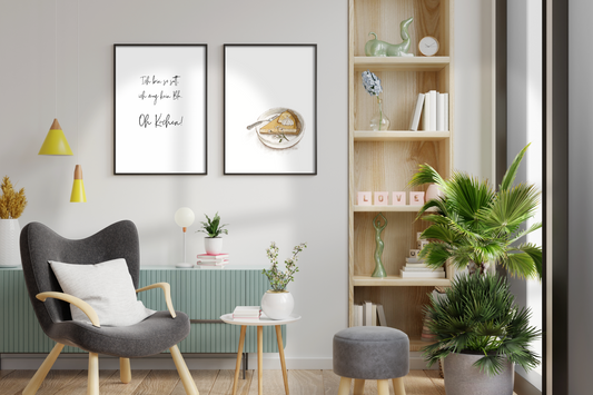 Liebevoll illustriertes Küchenposter mit Kuchen Motiv und Spruch als Digital Download Printable Wandbild für Küche und Esszimmer bis DIN A3 oder 30x40 cm