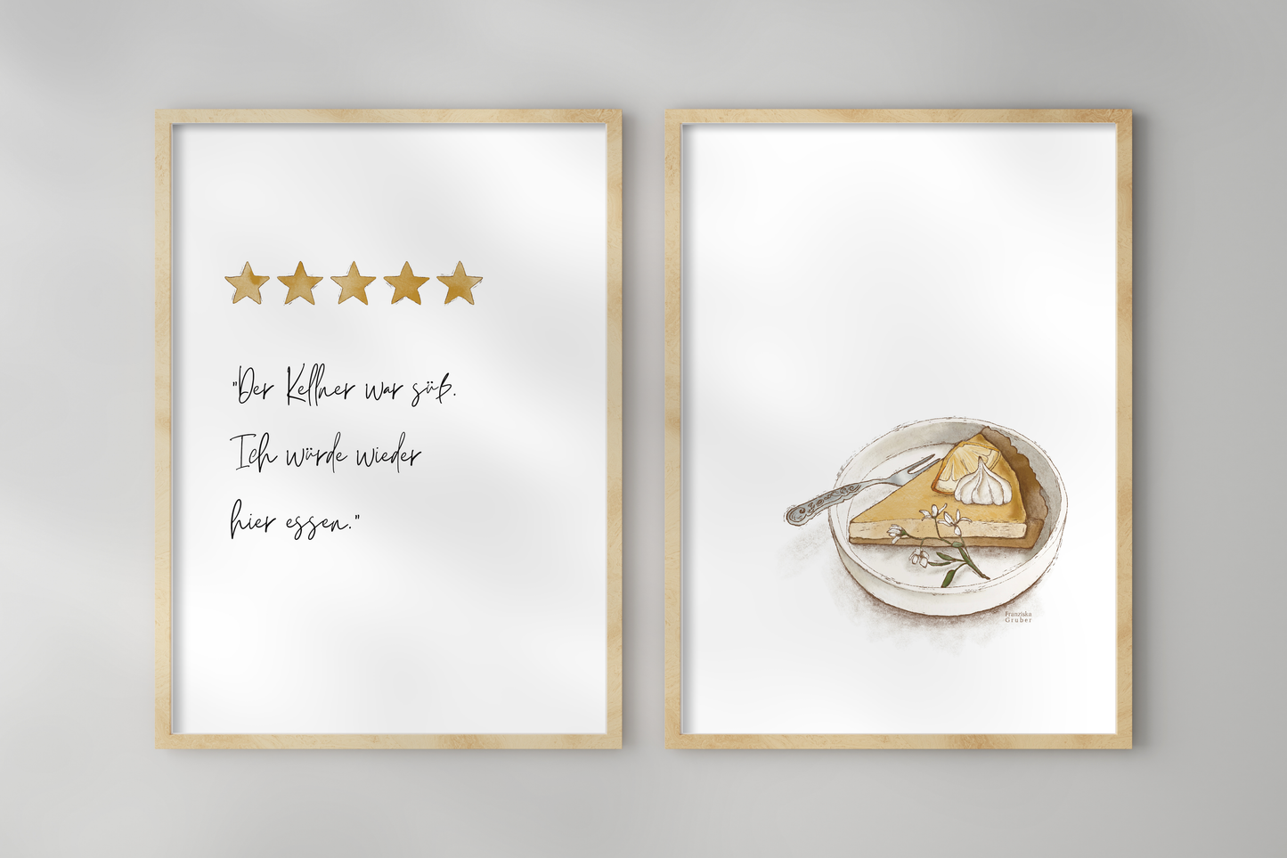 Liebevoll illustriertes Küchenposter mit Kuchen Motiv und Spruch als Digital Download Printable Wandbild für Küche und Esszimmer bis DIN A3 oder 30x40 cm