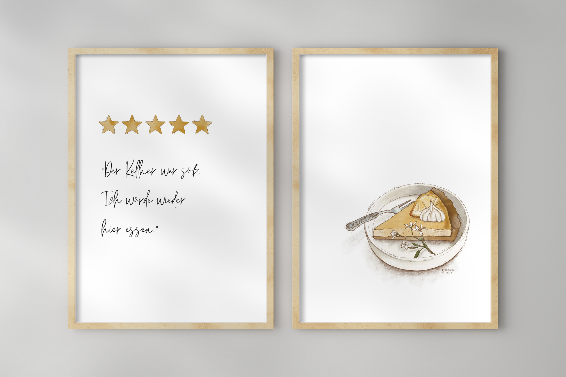 Liebevoll illustriertes Küchenposter mit Kuchen Motiv und Spruch als Digital Download Printable Wandbild für Küche und Esszimmer bis DIN A3 oder 30x40 cm