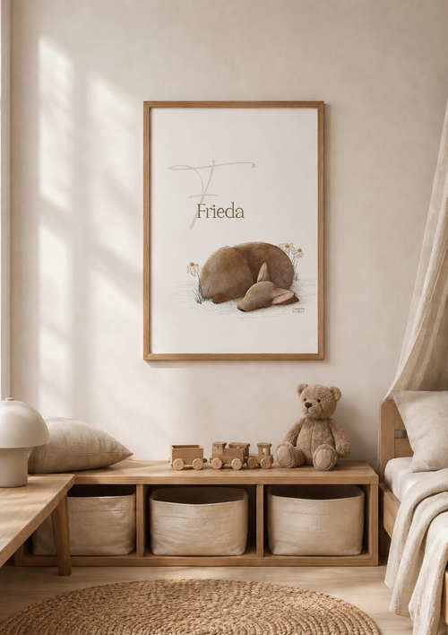 Poster personalisiert | Namensposter Rehkitz | Kinderzimmer | Digitaler Download