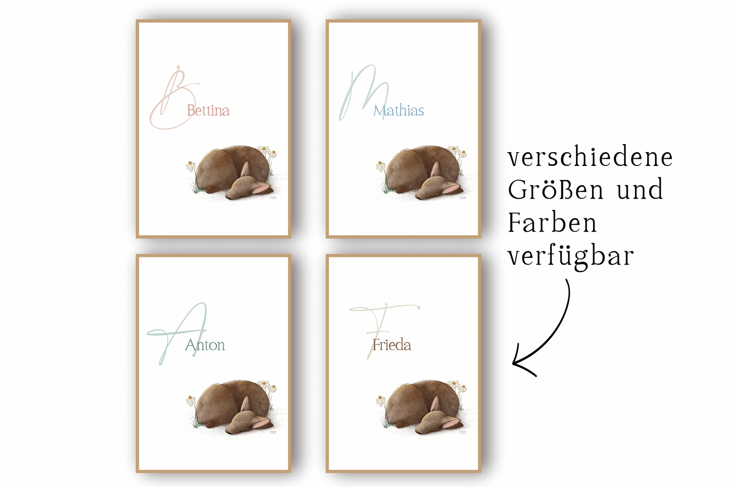 Personalisiertes Namensposter Baby mit schlafendem Rehkitz in A4 oder A3, liebevolle Kinderzimmer Deko und Geschenk zur Geburt oder Taufe.