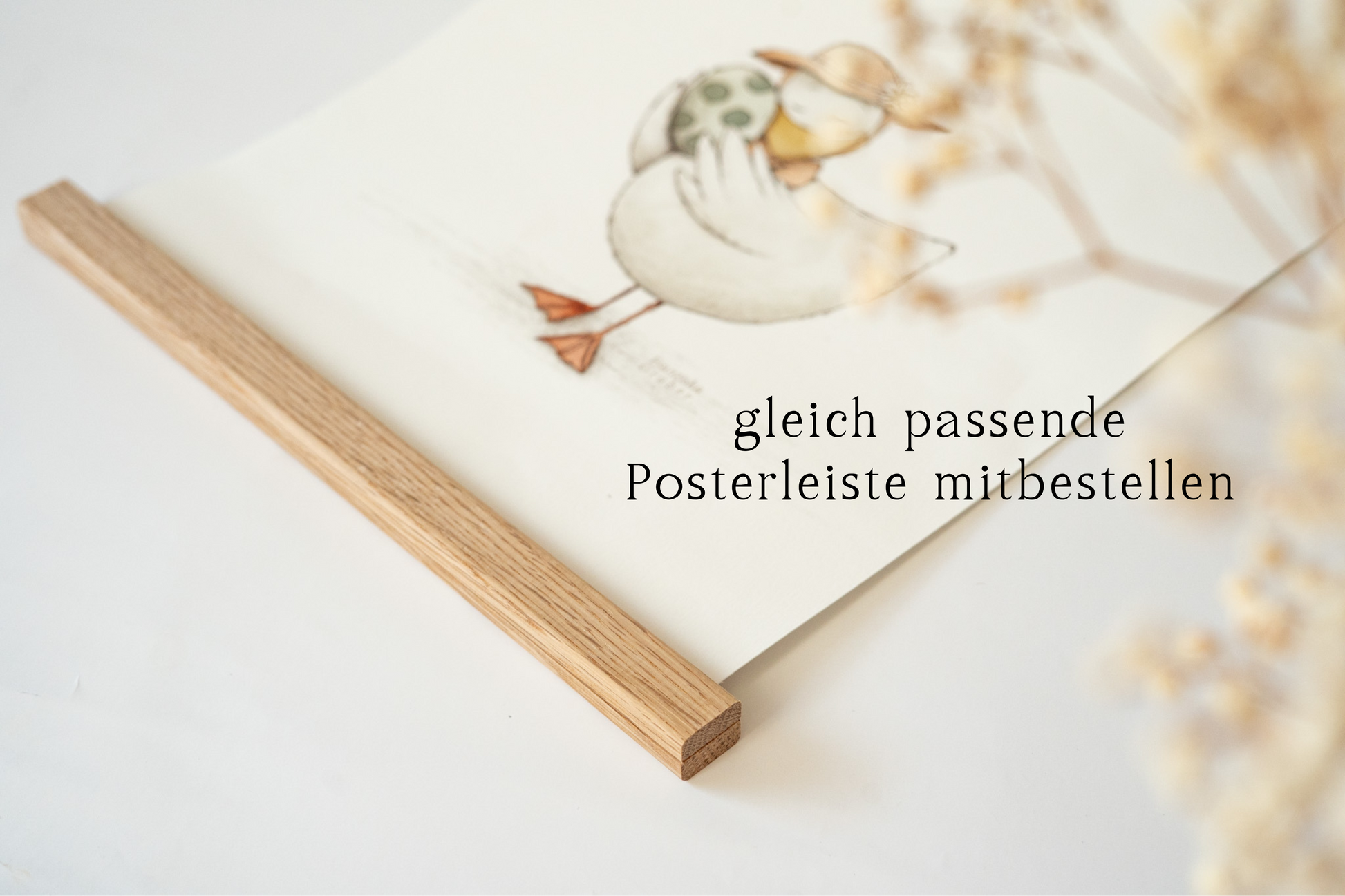 Poster „Willkommen kleines Wunder“ – Illustration einer Gans mit Ei, Kinderzimmer Deko und Geschenk zur Geburt
