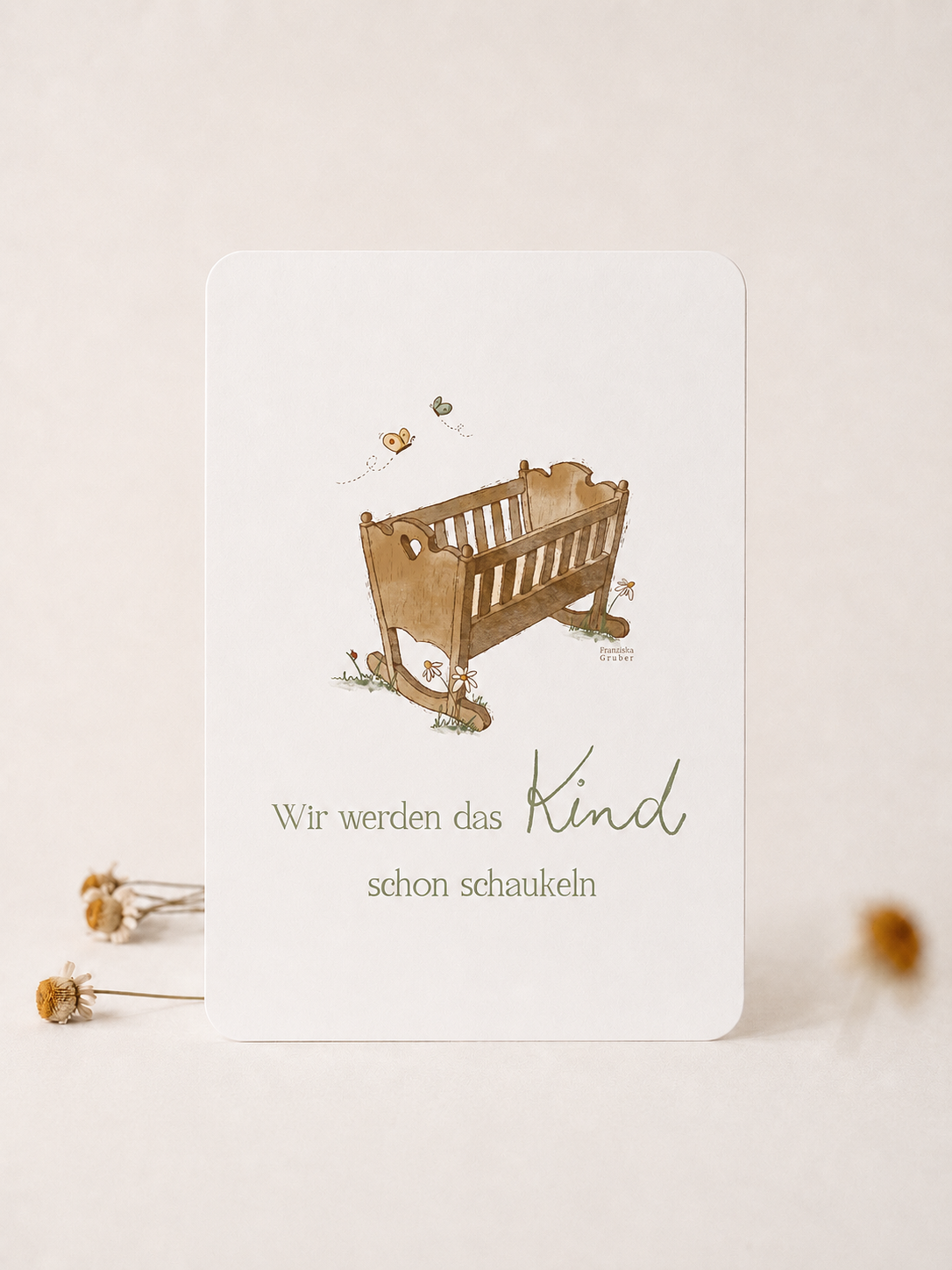 Postkarte | Wir werden das Kind schon schaukeln | Zur Geburt