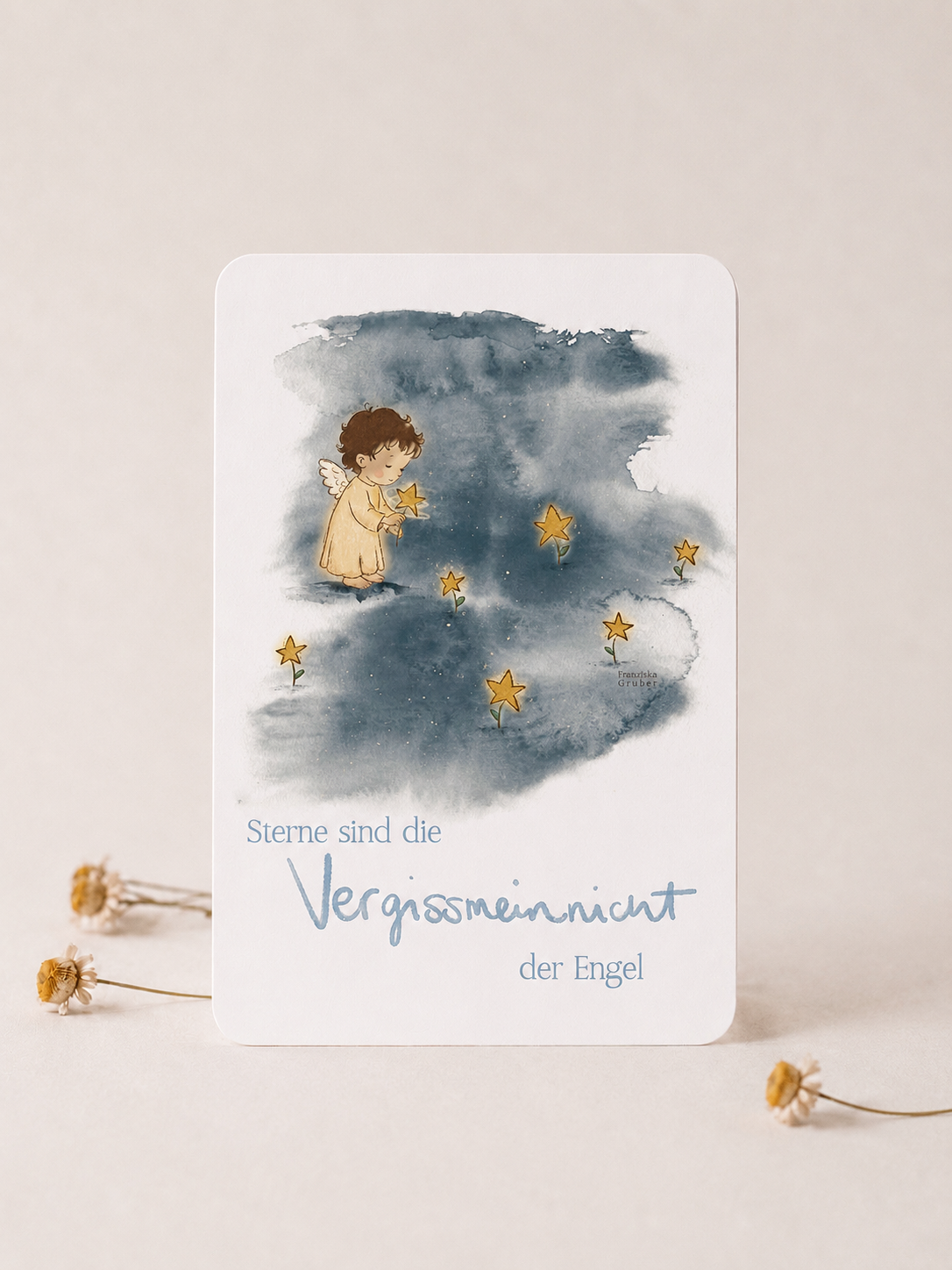 Postkarte | Sterne sind die Vergissmeinnicht der Engel | Trauerkarte