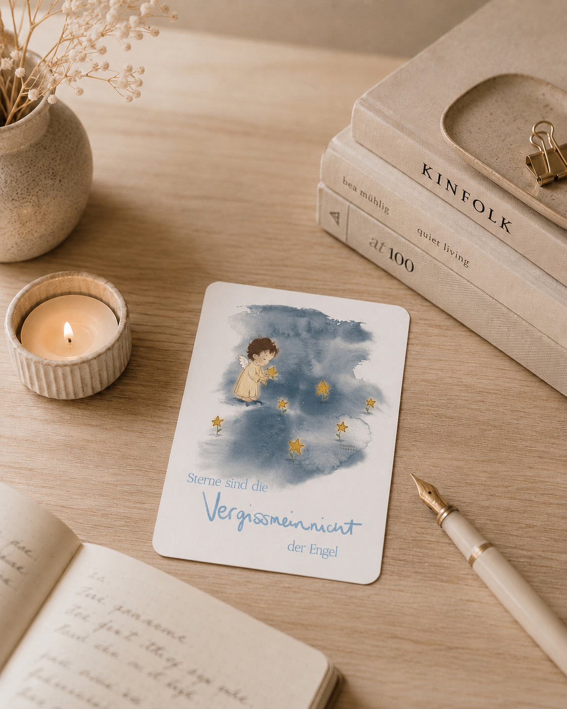 Postkarte | Sterne sind die Vergissmeinnicht der Engel | Trauerkarte